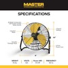 Master 20" High Velocity Floor Fan,  3 Speed Portable Metal Fan with Tilt Head - 3 of 4