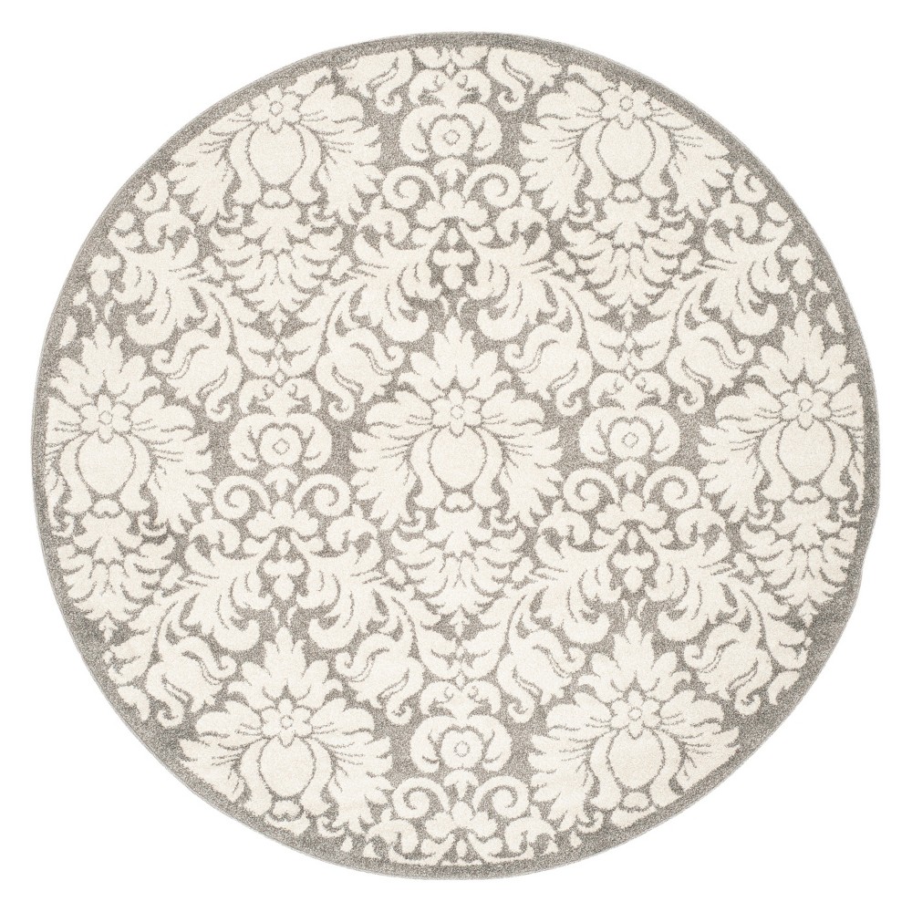 9'X9' Round Amherst Caen Outdoor Rug Dark Gray/Beige - Safavieh