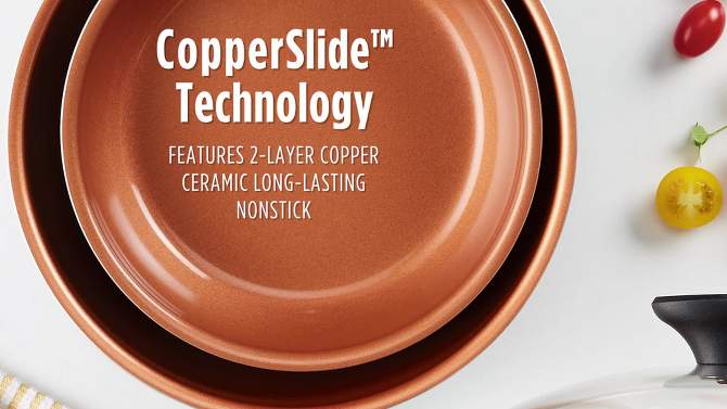 Farberware 2pc Copper Ceramic Reliance Pro Skillets Aqua, 2 of 10, play video