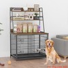 Indoor 57 Inch Dog Crate Furniture for Large & Medium Dogs, Wooden Dog Kennel with Storage Shelves, Removable Tray & Adjustable Feeding Bowls - 3 of 4