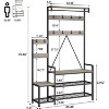 Solid Wood Coat Rack,Hall Tree With Bench and Shoe Storage Parent-Child Coat Rack Shoe Bench Industrial Coat Tree Entryway Large Organizer - 4 of 4