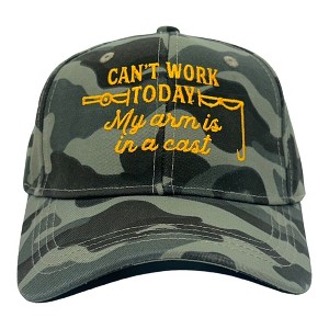 Can't Work Today My Arm Is In A Cast Hat Funny Fishing Rod Joke Cap - Crazy Dog - 1 of 4