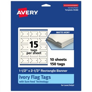 Avery Banner Flag Tags, 1-1/2" x 2-1/3", Matte Ivory, 150 Total - 1 of 4