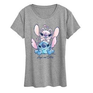 Women's - Disney Jr - Angel And Stitch Short Sleeve Graphic T-Shirt - 1 of 4