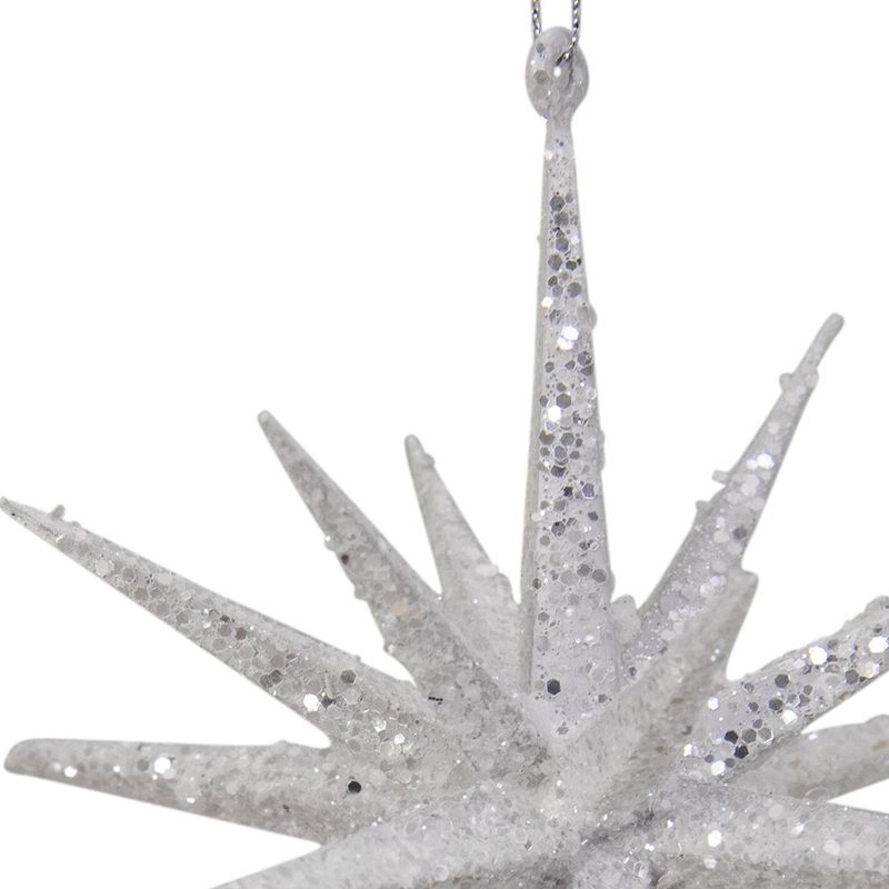 Northlight 6" White Glittered Starburst Christmas Ornament, 3 of 4