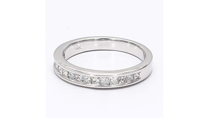 Pompeii3 1/2ct Princess Cut Sapphire & Diamond Wedding 14K White Gold Ring, 2 of 6, play video
