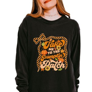 Simply Sage Market Coquette Take Me To The Pumpkin Patch Garment Dyed Long Sleeve - 1 of 4