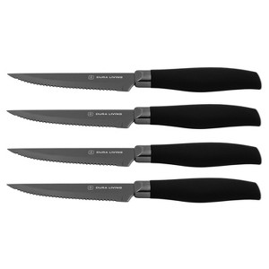 Dura Living® Titan Series 4 Piece Titanium Plated Steak Knife Set with Blade Guards, Black - 1 of 4