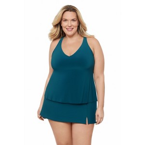 Aqua Green, Women's Ladder Trim Racerback Tankini - 1 of 3