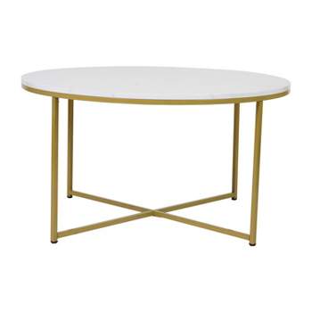 Emma and Oliver Laminate Living Room Coffee Table with Crisscross Metal Frame