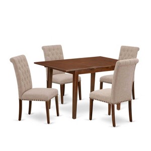 HomeStock 5-Pc Mahogany Finish Solid Wood Top - Rectangular Dining Room Set with Butterfly Leaf - Seats 4 - 1 of 4