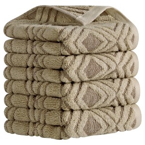 REGALWOVEN Geometric Pattern Cotton Absorbent Soft Hand Towels for Hand Drying and Face Washing 13" x 29" - 1 of 4