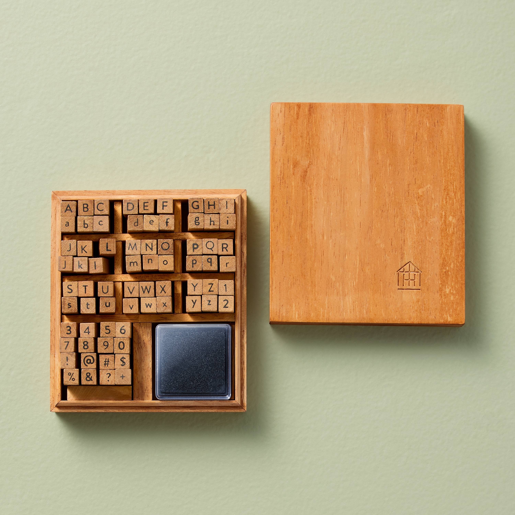 72pc Letter and Number Wood Stamp Set Brown - Hearth & Hand with Magnolia