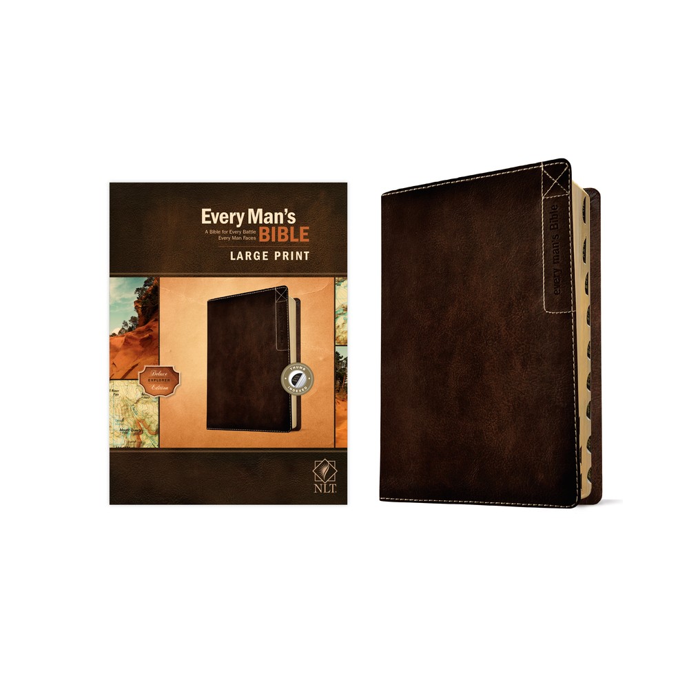 Every Mans Bible Nlt, Large Print, Deluxe Explorer Edition (Leatherlike, Rustic Brown, Indexed) - (Leather Bound)