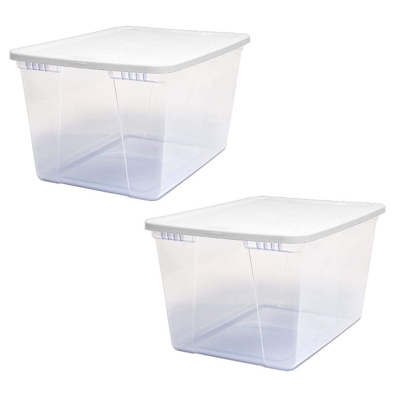 Homz 56 Quart Snaplock Clear Plastic Storage Tote Container Bin with Secure Lid and Handles for Home and Office Organization (4 Pack), 2 of 7