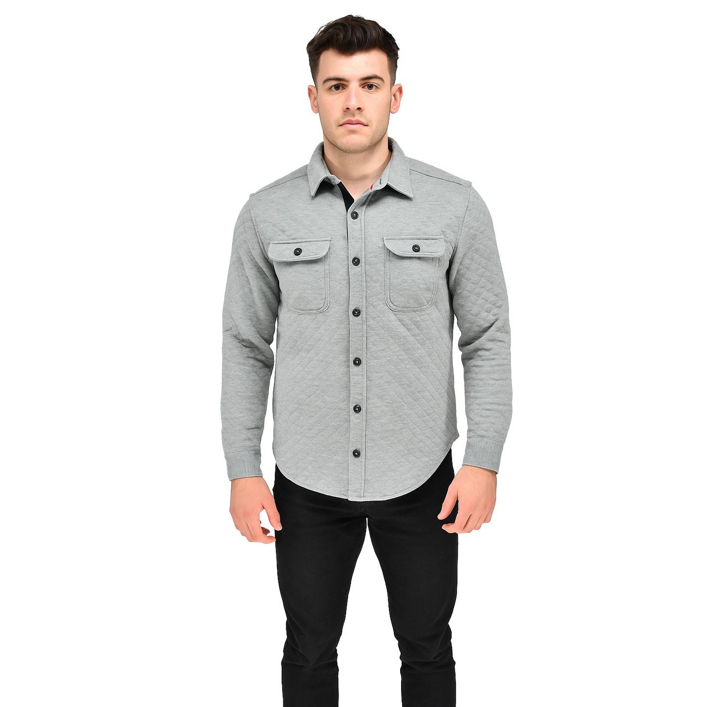 Мужская куртка Burnside Diamnond Quilted Shirt Jacket Gray, цвет: Серый — фото 2