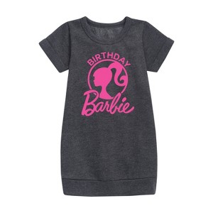 - Barbie - Birthday Graphic Short Sleeve Fleece Dress - 1 of 3