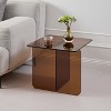 MAYEERTY Tempered Brown Glass SideTable, Small Tea Table, Brown Night Stand Tempered Glass Sofa Table - 3 of 4