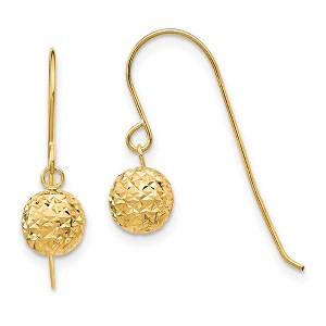 Black Bow Jewelry 6mm Diamond Cut Bead Dangle Earrings in 14k Yellow Gold - 1 of 4