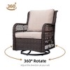 3 Pieces Patio Furniture Bistro Set, Outdoor Wicker Swivel Rocker,360 Degree Swivel Rocking Wicker Chairs w/Cushions,Side Table w/Armored Glass Top - 3 of 4