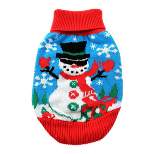 Doggie Design Combed Cotton Ugly Snowman Holiday Dog Sweater- Red