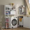 FONTOI Over The Toilet Storage Cabinet with Toilet Paper Stand, Bathroom Organizer with Sliding Door for Bathroom, Laundry, White, 7.8"*60.7"*32.5" - 2 of 4