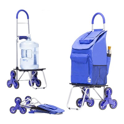 Photo 1 of dbest products Stair Climber Bigger Foldable Collapsible Grocery Shopping Cart Utility Wagon Trolley Dolly with 6 Wheels, Blue