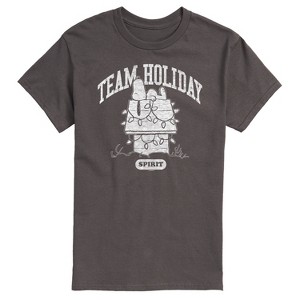 Men's - Peanuts - Snoopy Christmas Lights Dog House Team Holiday Spirit Short Sleeve Graphic T-Shirt - 1 of 4