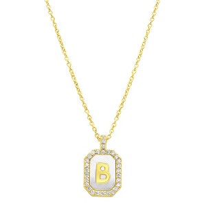 Adornia 14k Gold Plated White Mother-of-Pearl Initial Tablet Necklace - 1 of 3