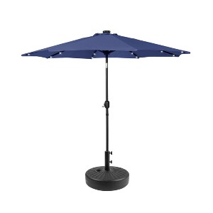 WestinTrends 9 Ft Outdoor Patio Solar LED Market Umbrella with Black Round Base - 1 of 3