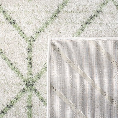 Sage and Ivory Geometric Easy Care Rectangular Rug