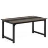Lirago,Compact Rectangular Conference Table-Durable E1 Wood, Rustic-Gray & Black, Multi-Purpose Office Desk - 3 of 4