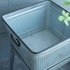 NAYSAYE Planter Large Perryman Galvanized Tub On Stand Rustic Design for Indoor Outdoor Garden, Silver Gray, 20.5"*20.5"*21" - 3 of 4