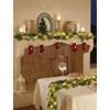 MOEPISY 2Pcs 6.2Ft Pre-Lit Gold Glitter Garland with Pine Cones Red Berry Eucalyptus - 2 of 4