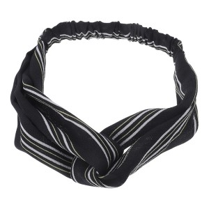 Unique Bargains Women's Fashion Pinstripe Pattern Cross Elastic Hairband 1 Pc - 1 of 4