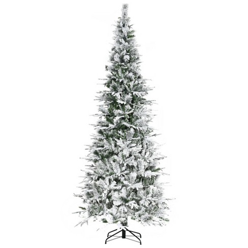 Homcom 9 Ft Unlit Snow Flocked Pine Artificial Christmas Tree With ...