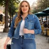 Agnes Orinda Women's Plus Size Classic Denim Long Sleeve with Pockets Fashion Jean Jackets - 2 of 4