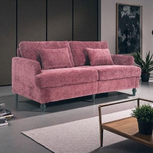 68.90" Chenille 2-Seater Loveseat with Wood Frame & Removable Cushions - 1 of 4