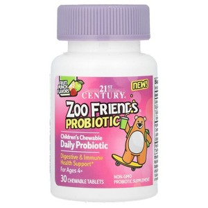 21st Century Zoo Friends, Children's Chewable Probiotic, Age 4+, Fruit Punch, 30 Chewable Tablets - 1 of 2
