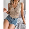Womwns Sweater Knit Tank Tops Spring Summer Casual V Neck Sleeveless Hollow Out Crochet Vest - 4 of 4