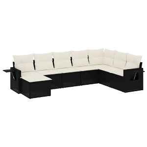 vidaXL 8 Piece Patio Sofa Set with Cushions Black and Cream - Without Table - 1 of 4