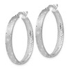 Black Bow Jewelry 4mm Diamond-Cut Sterling Silver Round Hoop Earrings, 30mm (1 1/8 in) - 2 of 4
