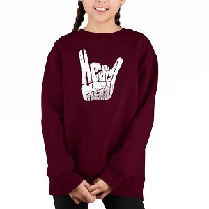 LA Pop Art Heavy Metal - Girl's Word Art Crewneck Sweatshirt - 1 of 3