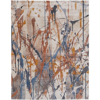 Gilmore Modern Watercolor Blue/Orange/Gray Area Rug