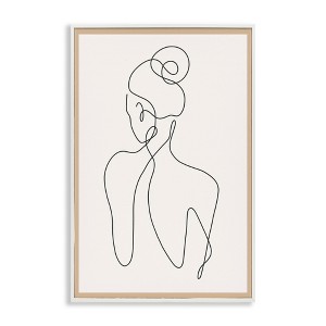 Stupell Industries Minimal Woman Line Drawing Black Framed Giclee Art - 1 of 4