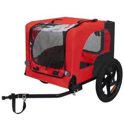 VisioGear Outdoor Foldable Pet Stroller, Dog Stroller with Mesh Screen Layer for Elder Pets, Red & Black, 42.52"*31.5"*27.5"