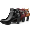 Perphy Women's Platform Side Zip Block Heel Cross Strap Buckle Ankle Boots - 4 of 4