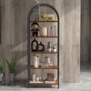 5 Tiers Bookshelf, Arched Display Racks, Metal Frame Modern Storage Rack Shelf Large Wood Book Shelf,for Bedroom, Living Room, Home Office - 2 of 4