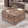 SinCiDo Farmhouse Square Coffee Table, Lift Top Wooden Center Table w/Hidden Storage for Living Room & Home - 3 of 4
