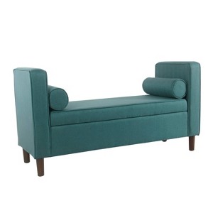 Rimo Upholstered Storage Bench Teal - HomePop, Blue